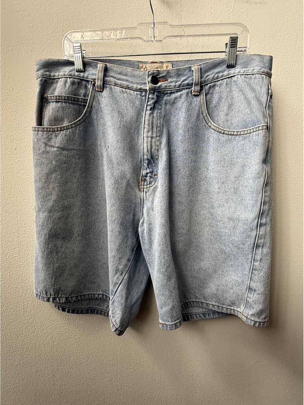 Vintage 90s GreatLand Light Wash Baggy Denim Jorts 100% Cotton Size 36